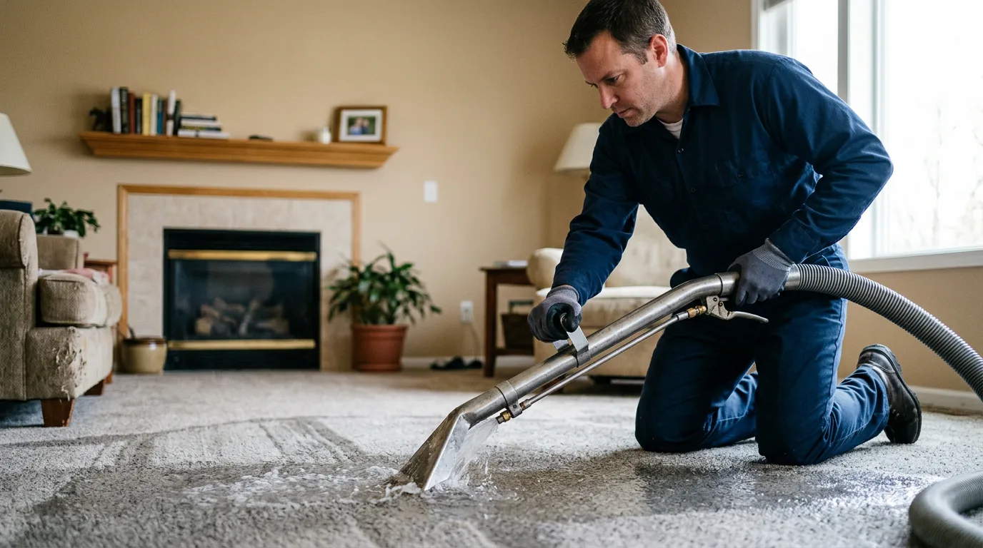 Water damage restoration technician working near Tennyson, IN